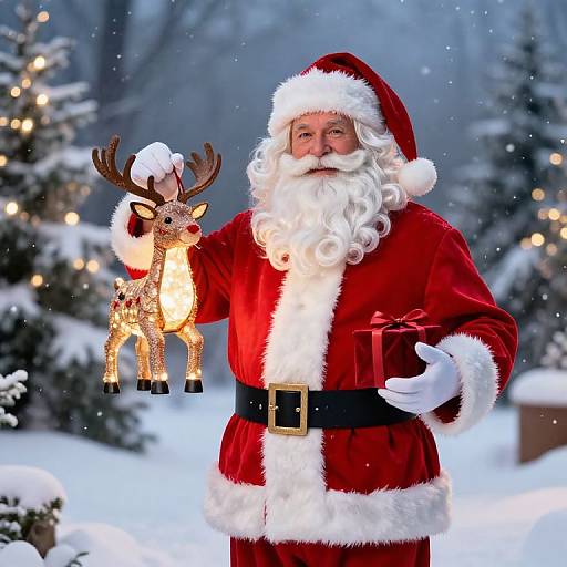 Classic Santa in Snowy Festival Scene
