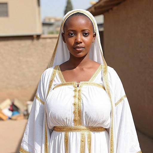 Ethiopian Habesha Woman in Traditional Dress