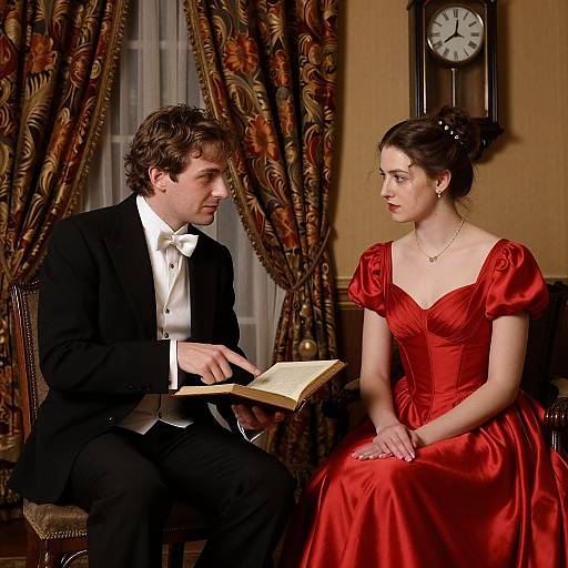 Scholarly Exchange in Elegant Interior