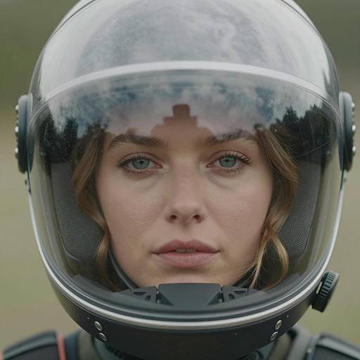 Close-Up of Woman in Transparent Helmet