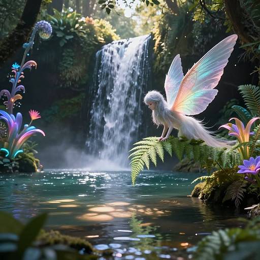 Mystical Waterfall in Enchanted Forest
