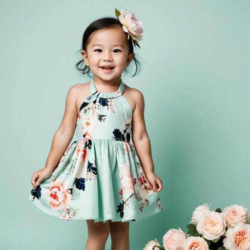 Smiling toddler girl in floral summer dress