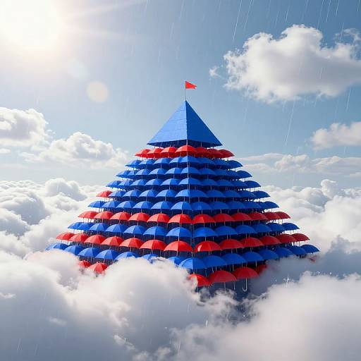 Surreal Pyramid of Umbrellas