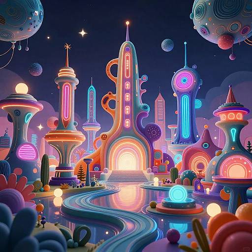 Vibrant Futuristic Surreal Cityscapes