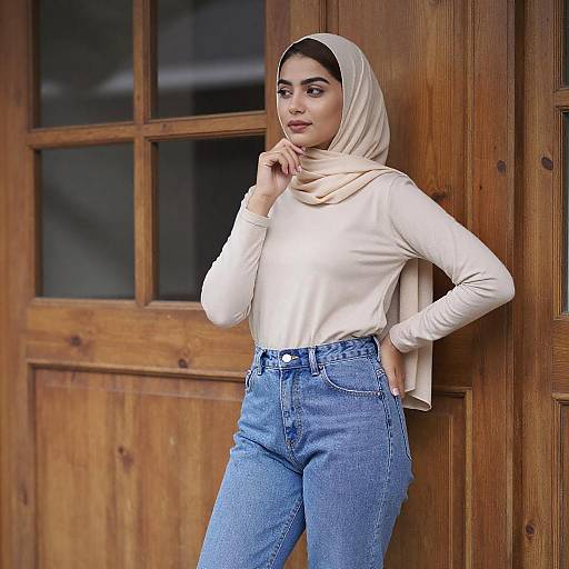 Thoughtful Woman in Hijab by Window