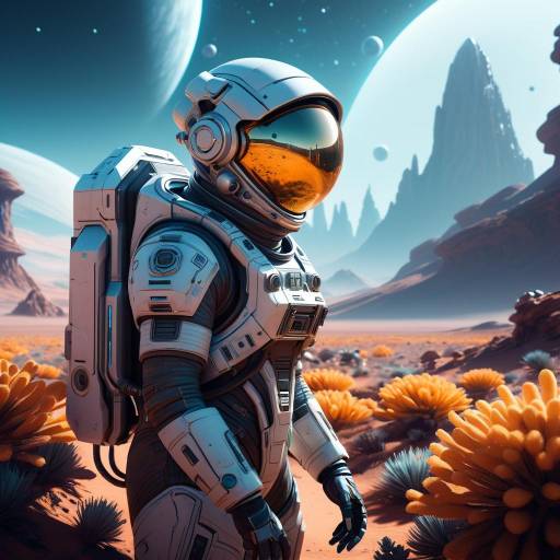 Futuristic Sci-Fi Astronaut in Alien Landscape Futuristic Sci-Fi Astronaut in Alien Landscape