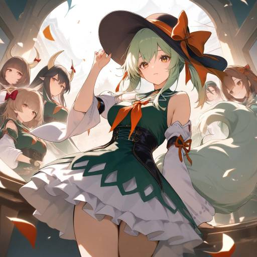 Stylish Girls with Hair Bows and Hats