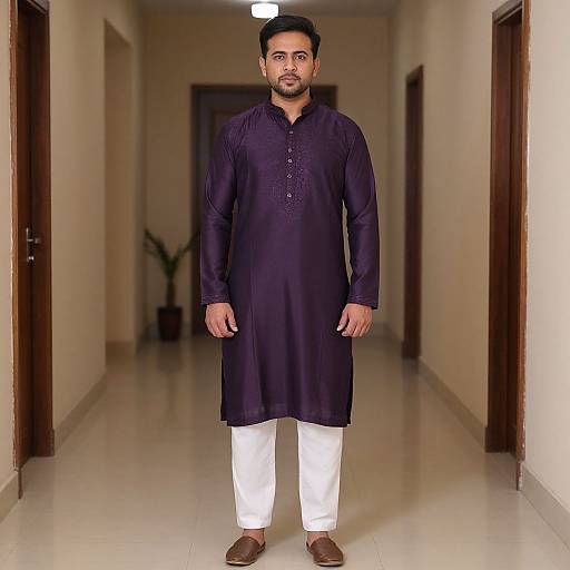 Man in Purple Shalwar Kameez