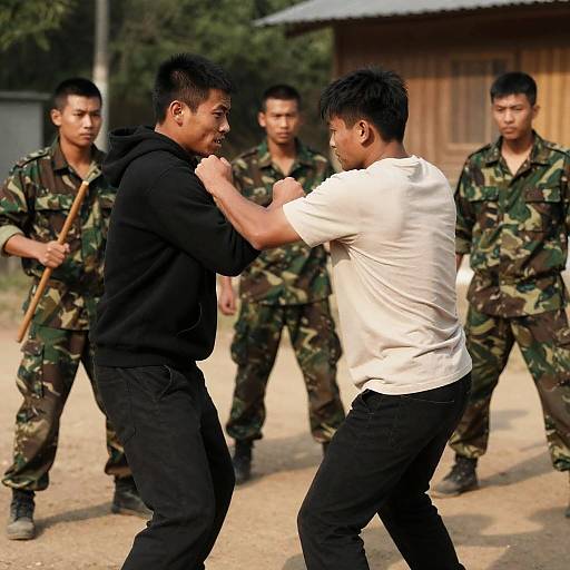 Intense Rural Fight Scene Photography