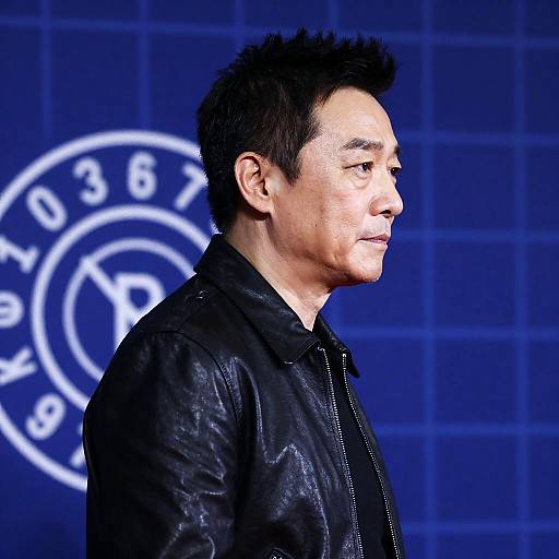 Middle-Aged Man in Black Leather Jacket Profile