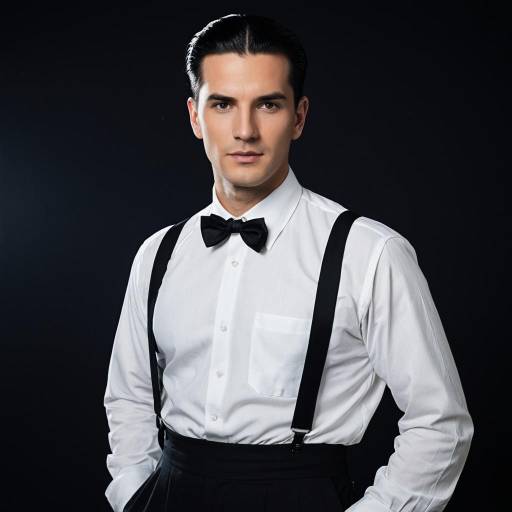 Classic 1940s Gentleman with Suspenders and Bow Tie