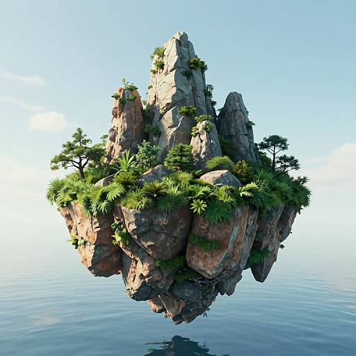 Serene 3D Floating Island Landscape