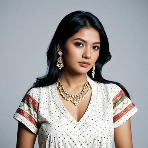 Indian Woman in Designer Blouse with Jewelry