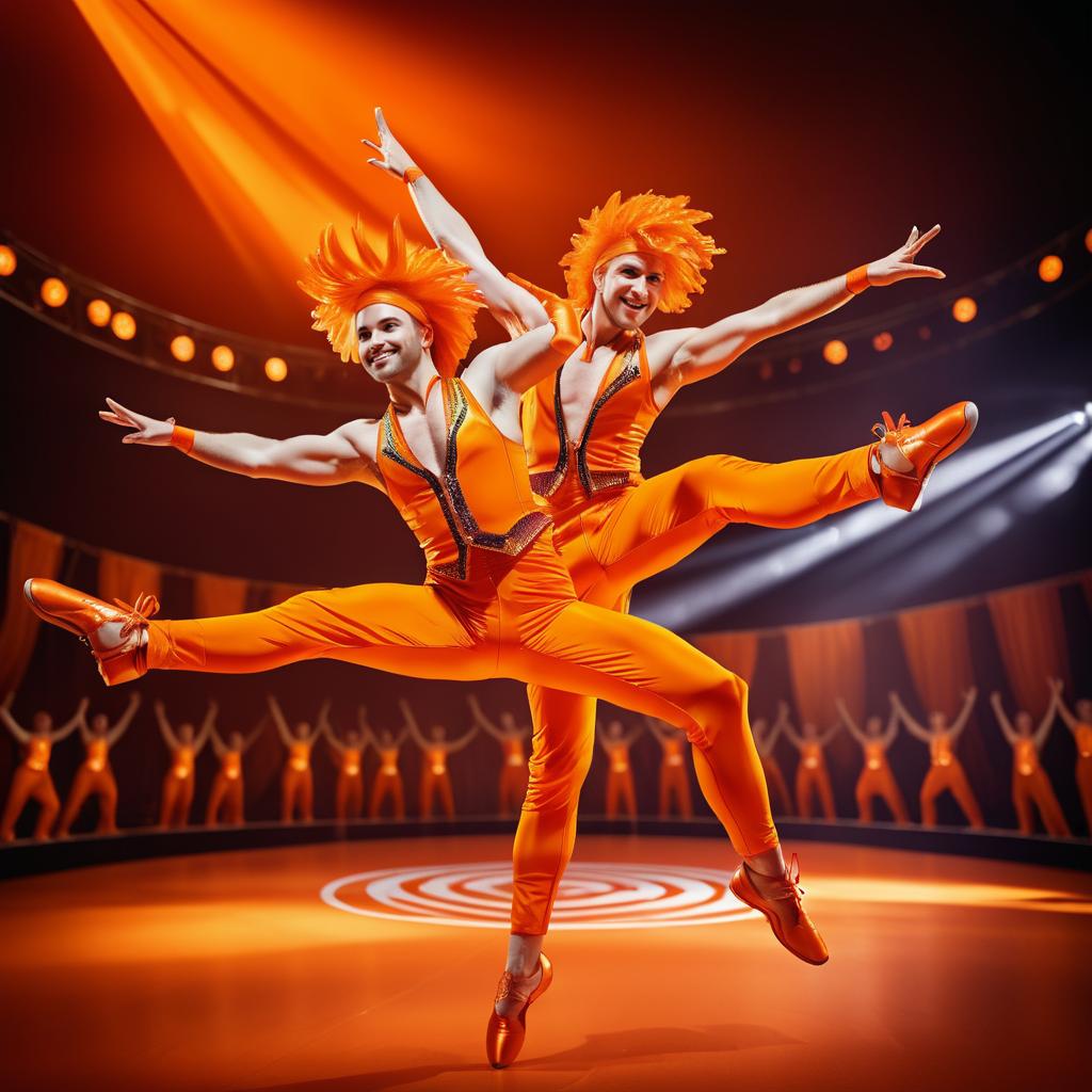 Vibrant Orange Circus Acrobats Series