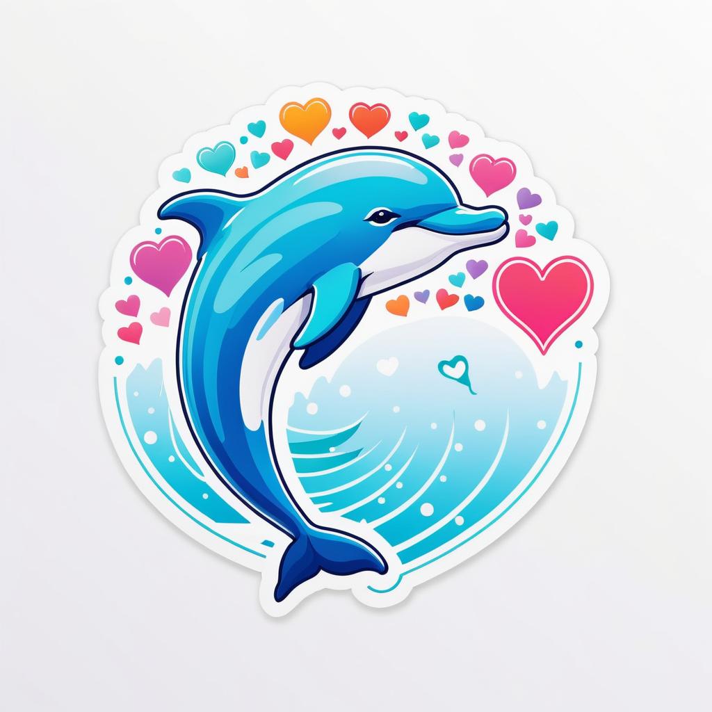 Charming 'I Love Dolphins' Sticker Design