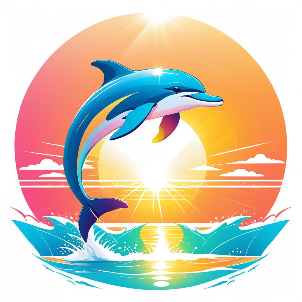 Playful Dolphin Jumping in Tropical Colors