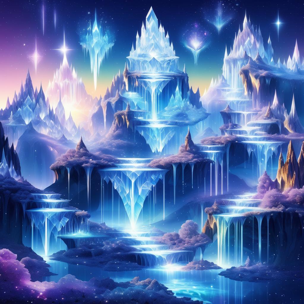 Surreal Crystal Mountain Dreamscape Art