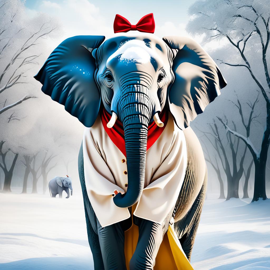 Whimsical Elephant as Snow White