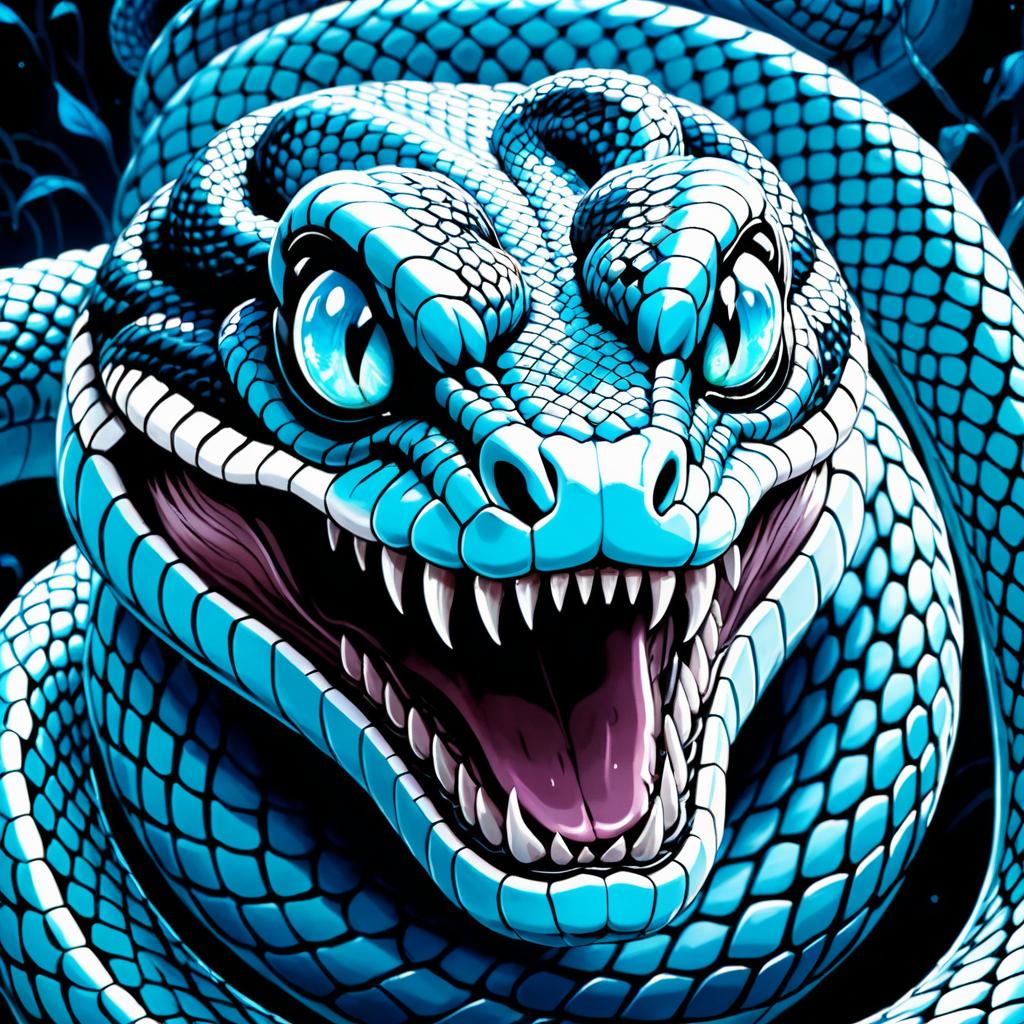 Icy Blue Horror Snake Portrait