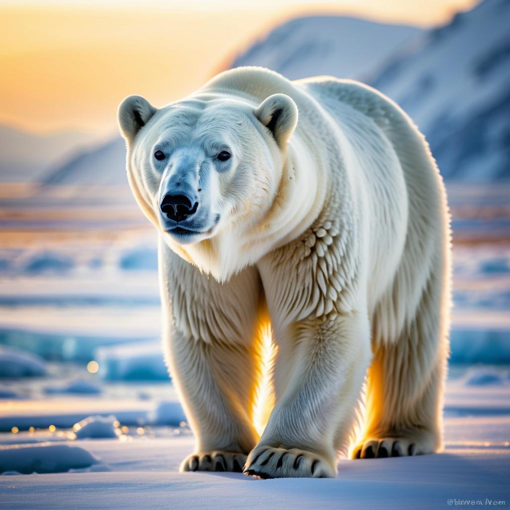 Majestic Polar Bear in Afrofuturism Style