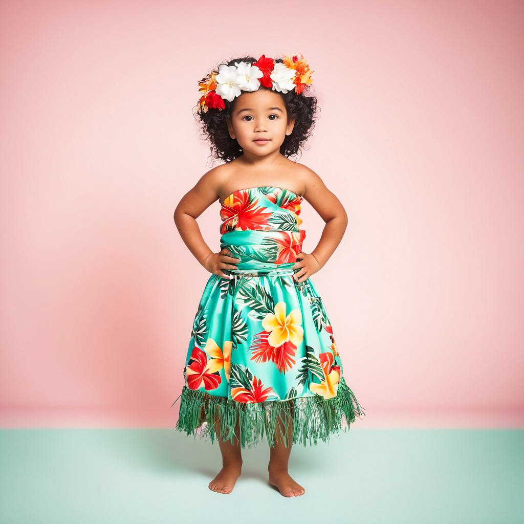 Surprised Niuean Child in Floral Attire