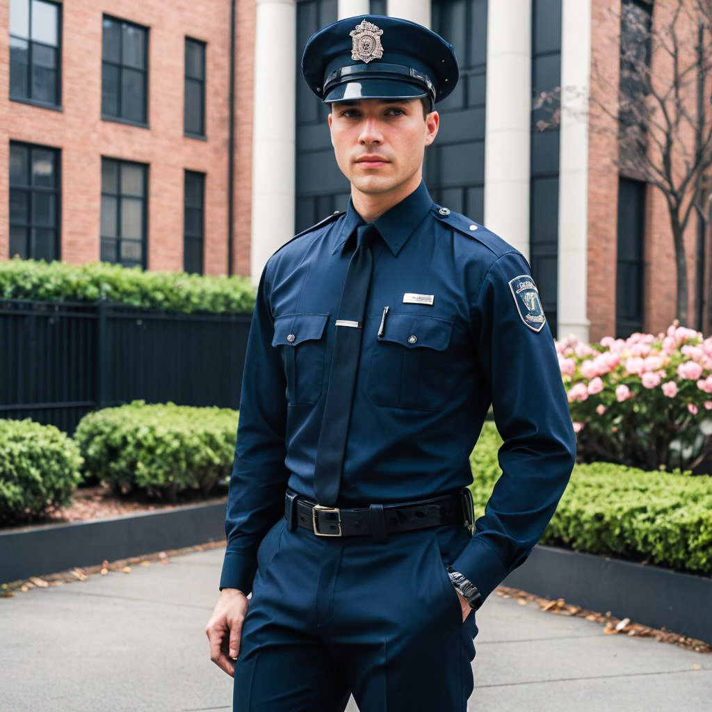 Authoritative Young Man in Police Uniform