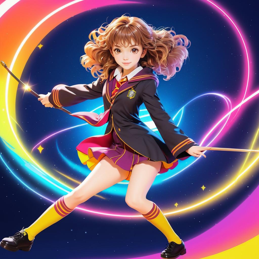 Cute Anime Hermione Granger in Dynamic Pose