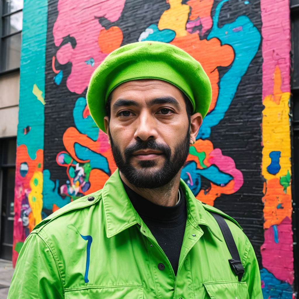 Avant-Garde Artist in Colorful Mural