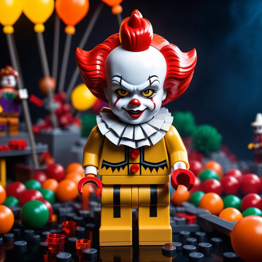 Pennywise Lego Figurine in Spooky Carnival