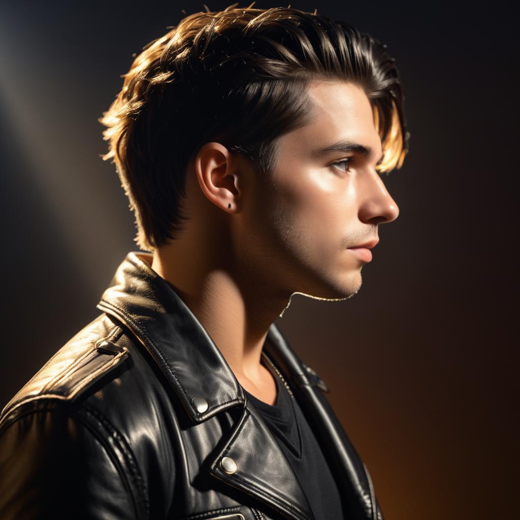 Realistic Profile Portrait of Youthful Man