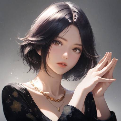 Realistic Portrait of Yoruichi in Black Dress