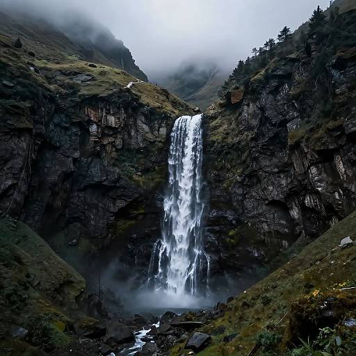 Dramatic Mountain Waterfall Vista