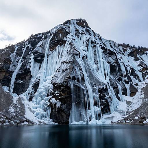 Upside Down Mountain with Frozen Waterfalls