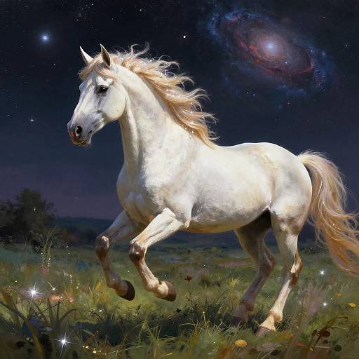 Celestial Unicorn in Starlit Meadow