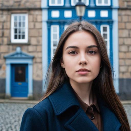 Young woman standing on cobblestone street