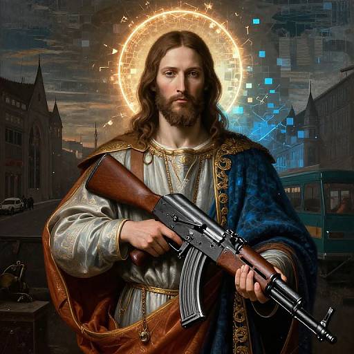 Jesus with AK-47 in Dystopian Art