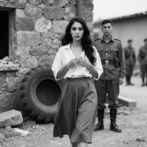 Intense Contrast: Soldier and Woman