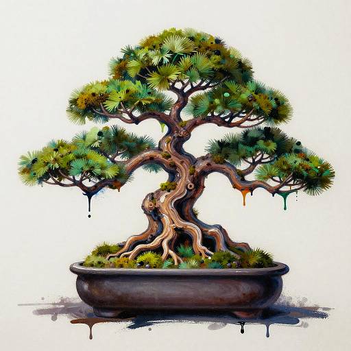 Ultra-Detailed Bonsai Tree Graffiti Art