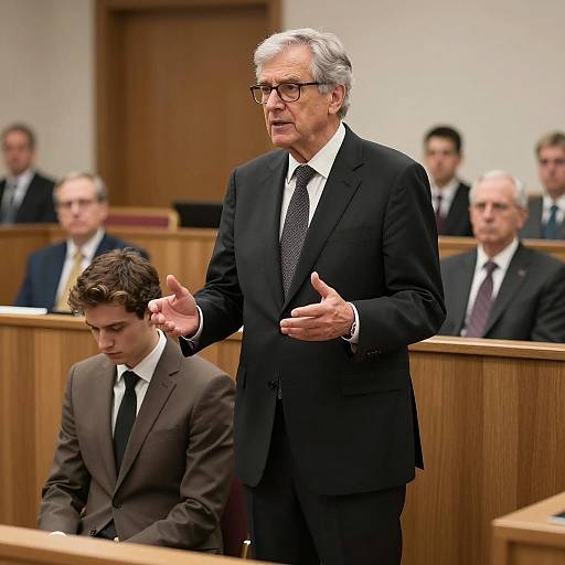 Dramatic Courtroom Scene with Two Men
