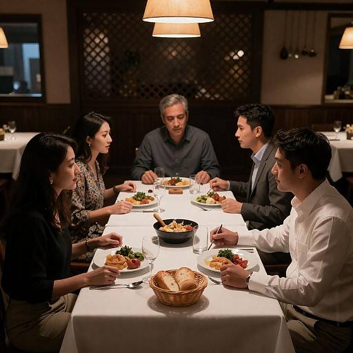 Intimate Dinner Scene at Dim Restaurant