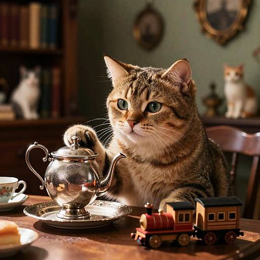 Whimsical Cat's Enchanting Tea Time