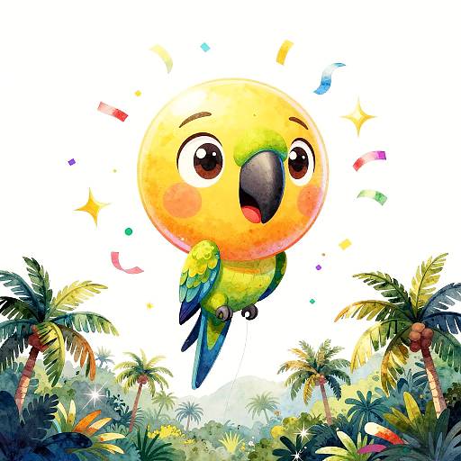 Vibrant Parrot Balloon in Tropical Canopy