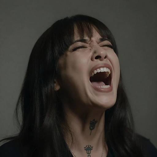 Dramatic Close-Up of Screaming Woman