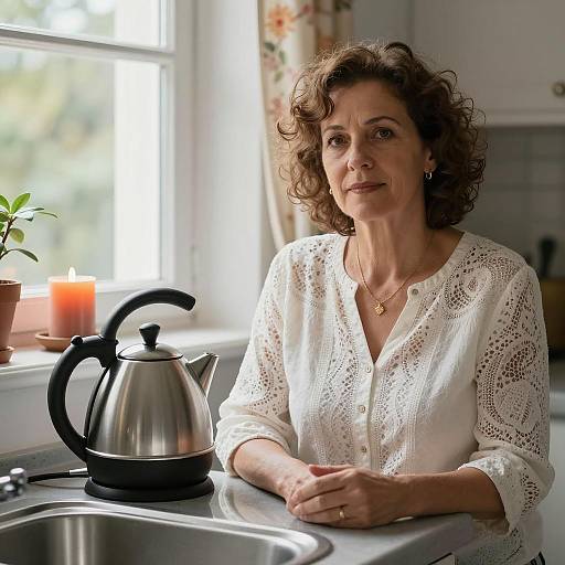 Middle-Aged Woman in Cozy Kitchen