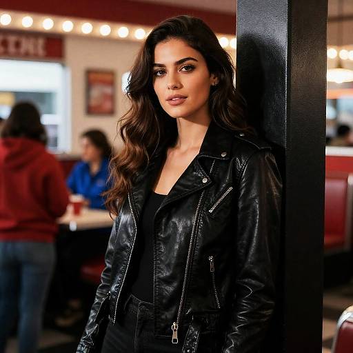 Mysterious Woman in Diner Shadows