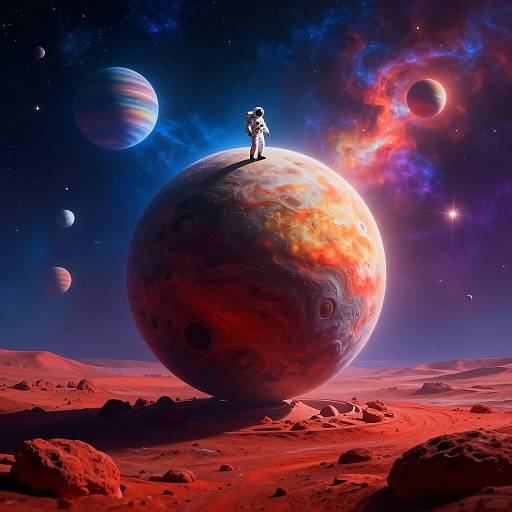 Surreal Astronaut on Alien Sphere