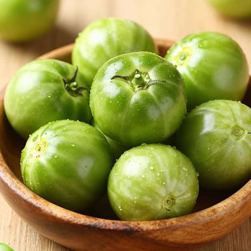 Glistening Green Tomatillos in Bowl