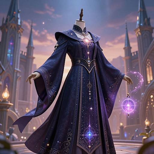 Elegant Wizard Garments with Celestial Motifs