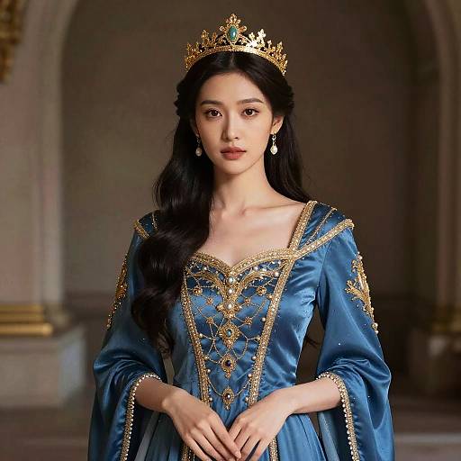 Fantasy Woman in Blue Dress