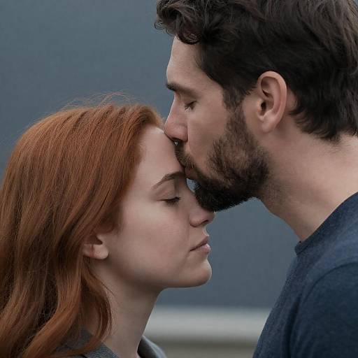 Intimate Moment: Dark Hair Meets Redhead